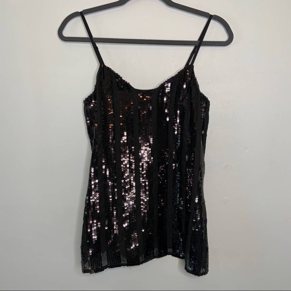 Karen Millen black Spaghetti Sequin Strap Top